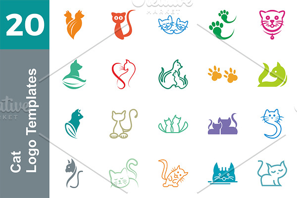 20 Logo Cat Templates Bundle