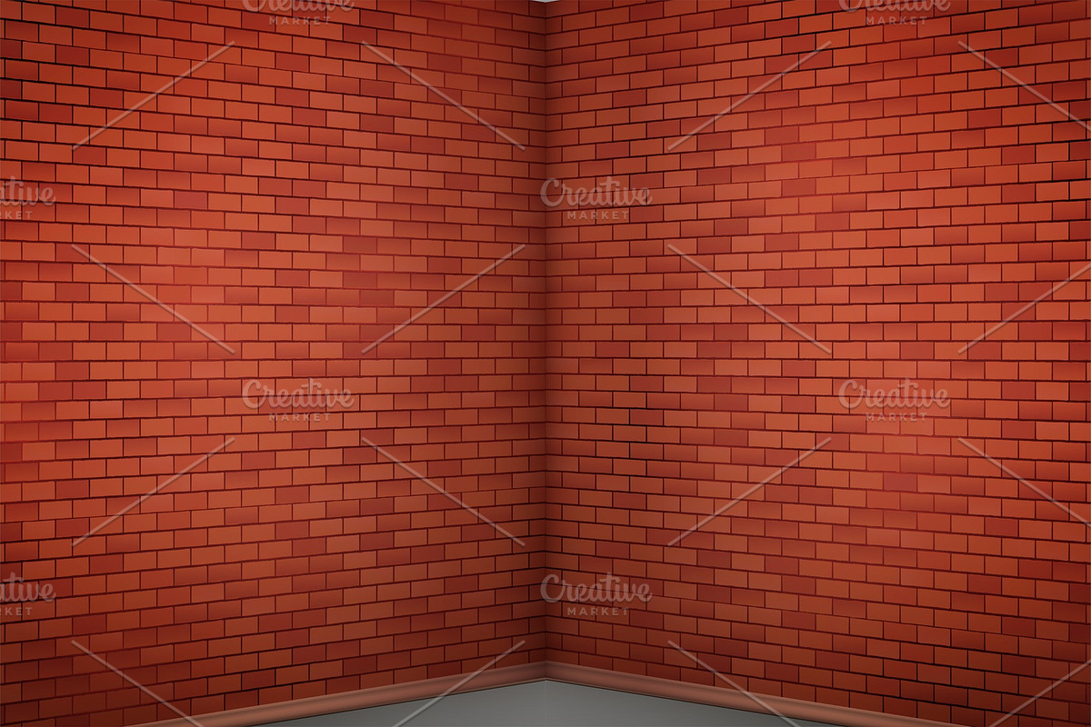 Red brick wall room in Illustrations - product preview 8