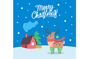 Merry Christmas Reindeer Poster with