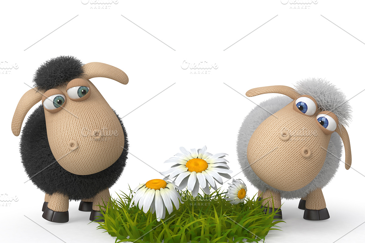 Lambs on a lawn in Illustrations - product preview 8