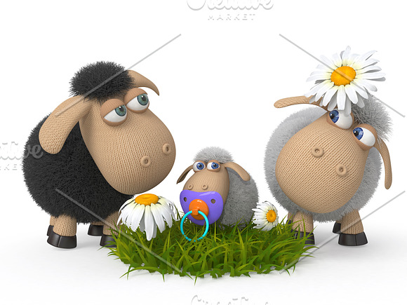 Lambs on a lawn in Illustrations - product preview 2