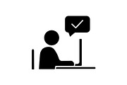 Approved employee's idea glyph icon