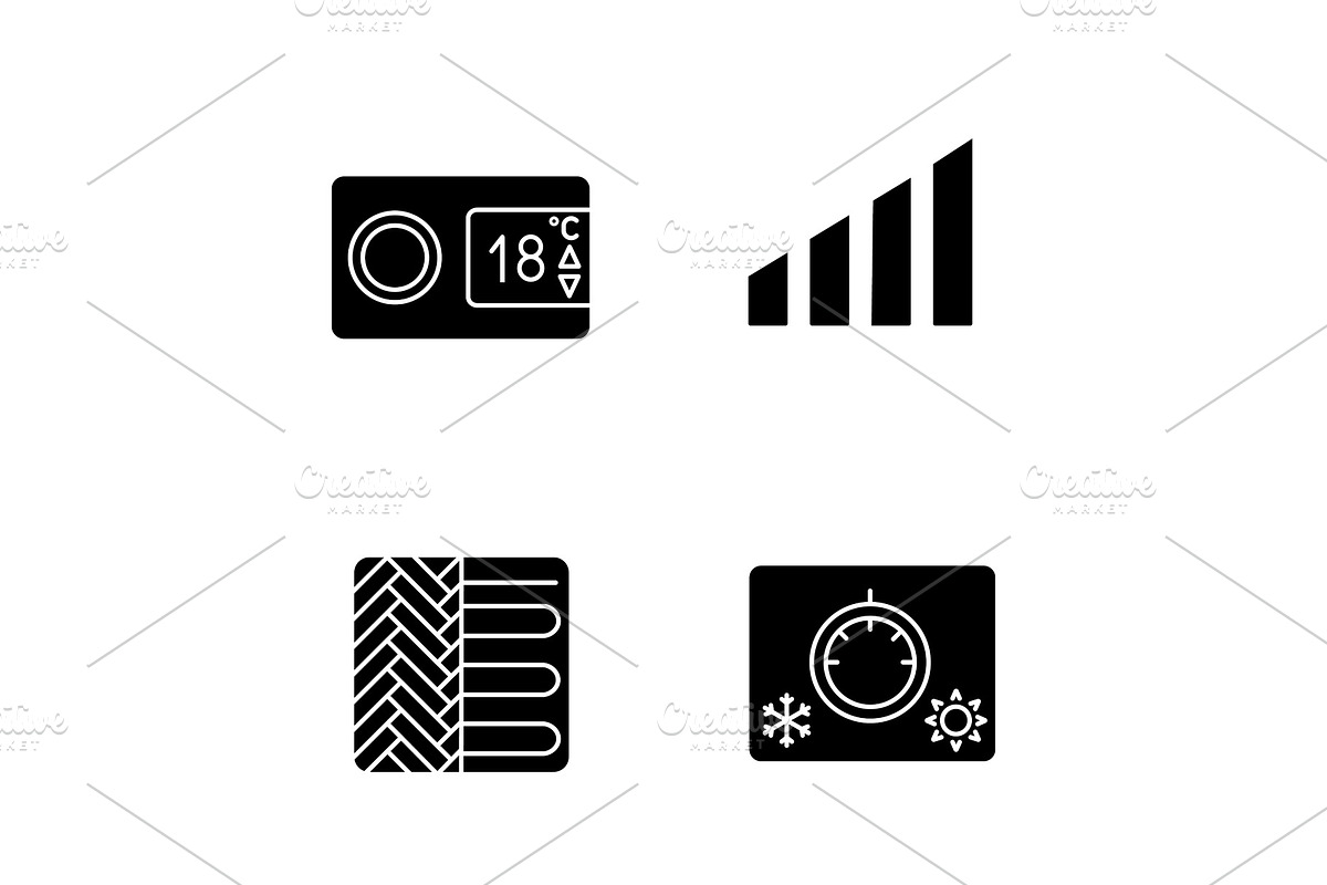 Air conditioning glyph icons set in Icons - product preview 8