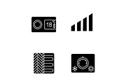Air conditioning glyph icons set