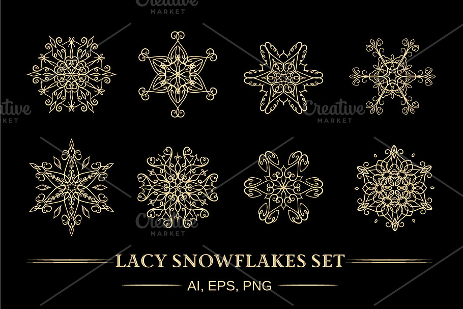 Lacy snowflakes set in Objects - product preview 8