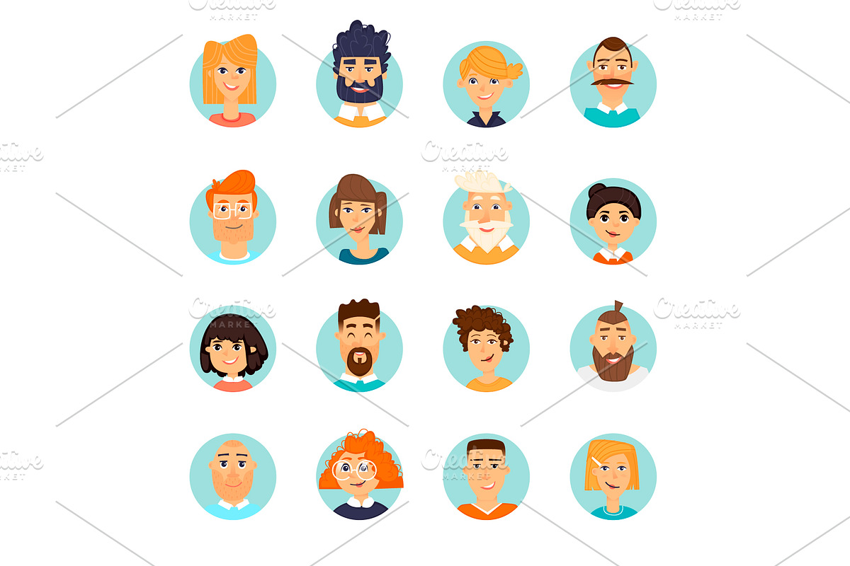 People avatars set in Illustrations - product preview 8