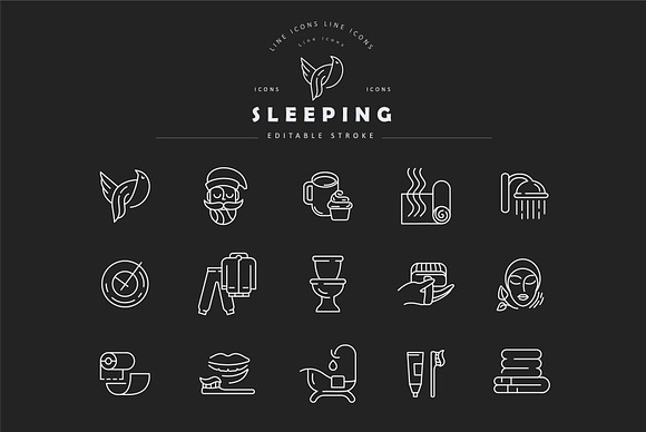 Time to sleep icons collection in Icons - product preview 3
