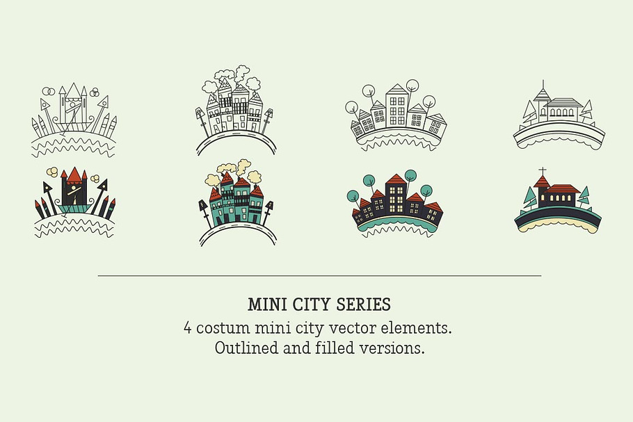 Mini City Vector Badges in Objects - product preview 8