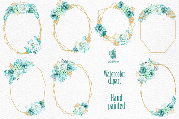 Geometric Floral Frames clipart in Illustrations - product preview 1
