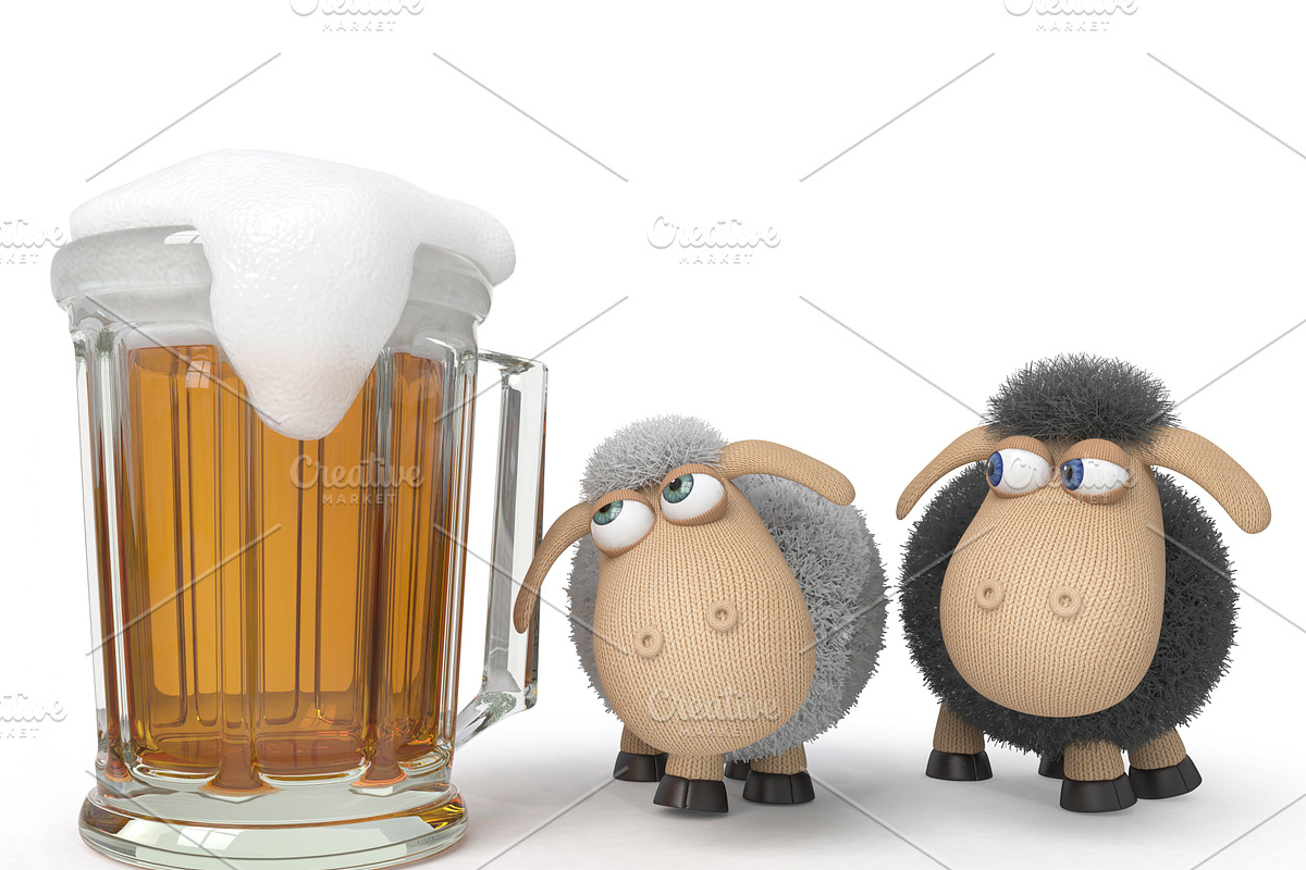 Sheep with beer in Illustrations - product preview 8