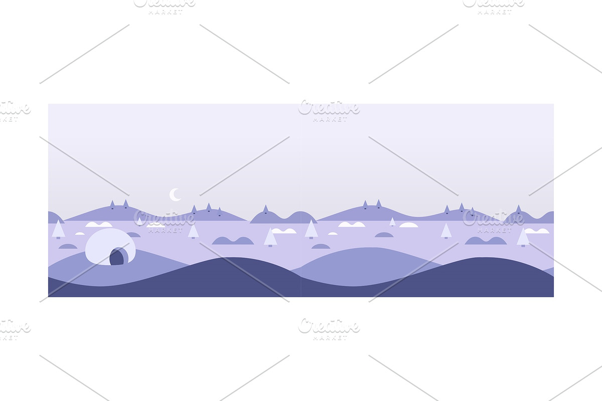 Wild northern landscape, igloo in Illustrations - product preview 8