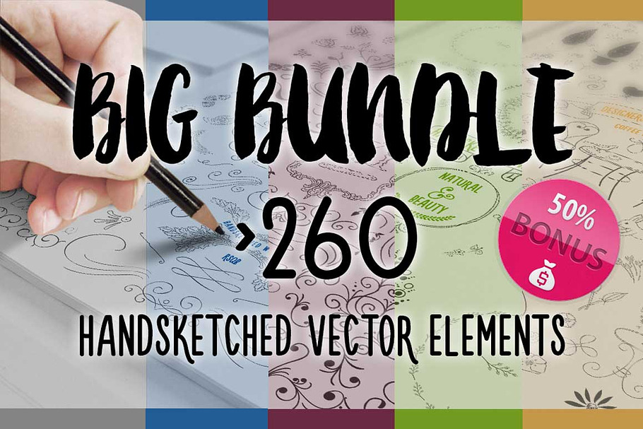 BIG BUNDLE 260 Handsketched Vectors in Illustrations - product preview 8