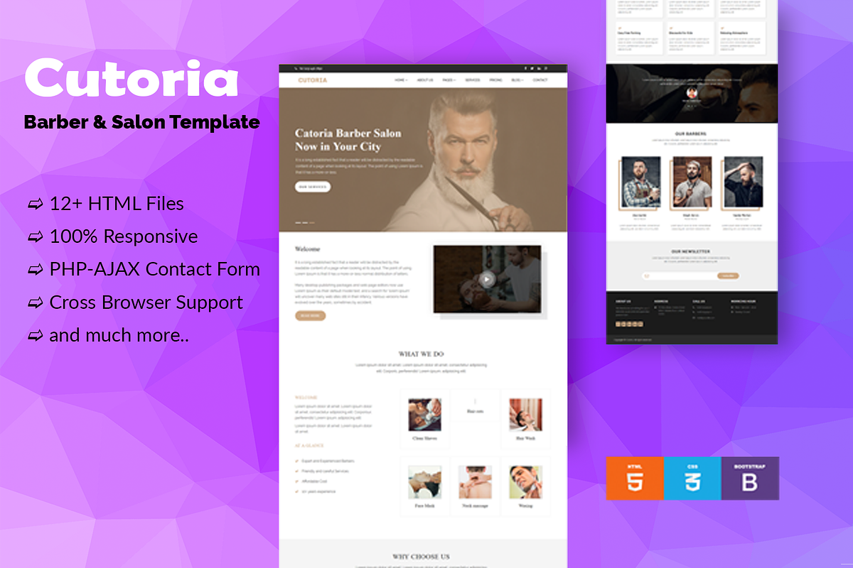 Cutoria - Barber & Salon Template in Bootstrap Themes - product preview 8