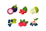 Fresh ripe fruits and berries set