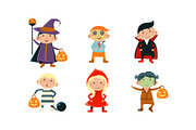 Children in colorful Halloween
