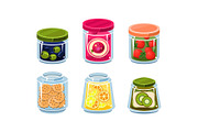 Collection of glass jars with