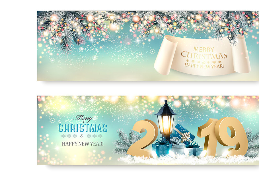 Holiday christmas light banners in Illustrations - product preview 8