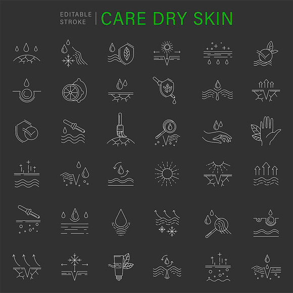 Care dry skin icons collection in Icons - product preview 1