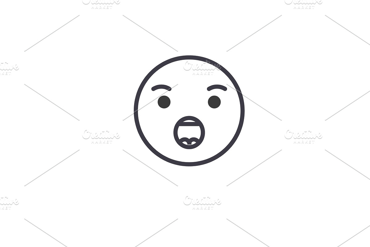 Anguished Emoji concept line in Illustrations - product preview 8