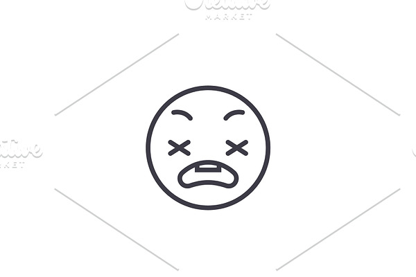 Anxious Emoji concept line editable