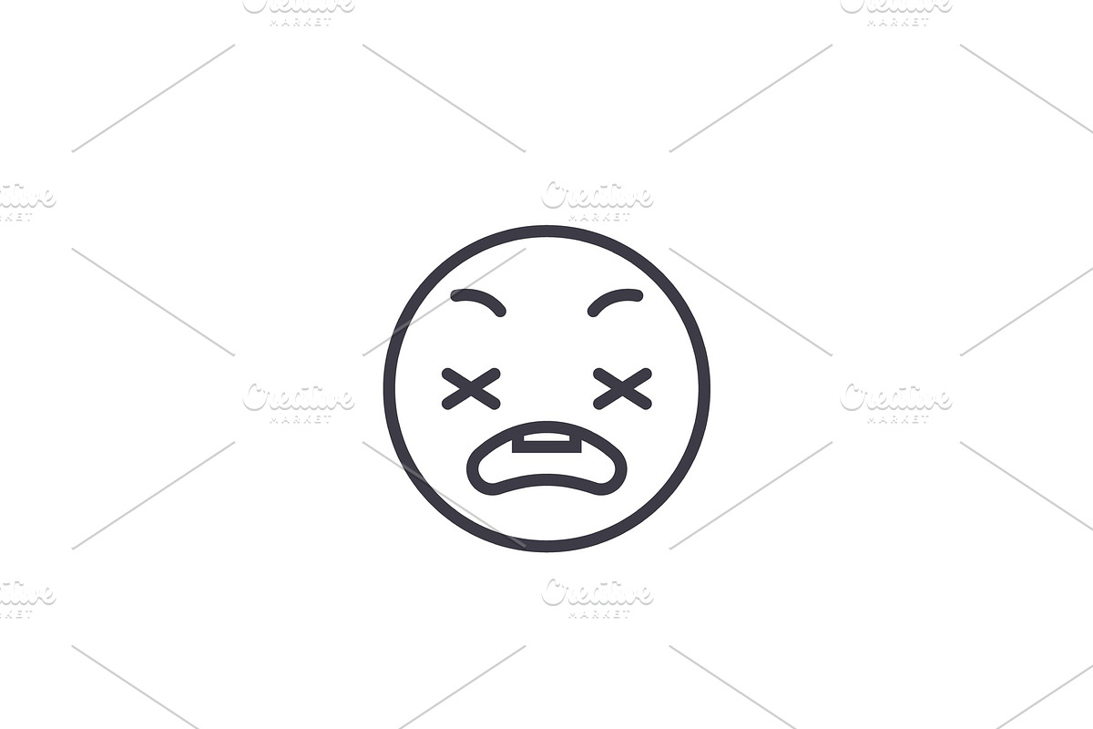 Anxious Emoji concept line editable in Illustrations - product preview 8
