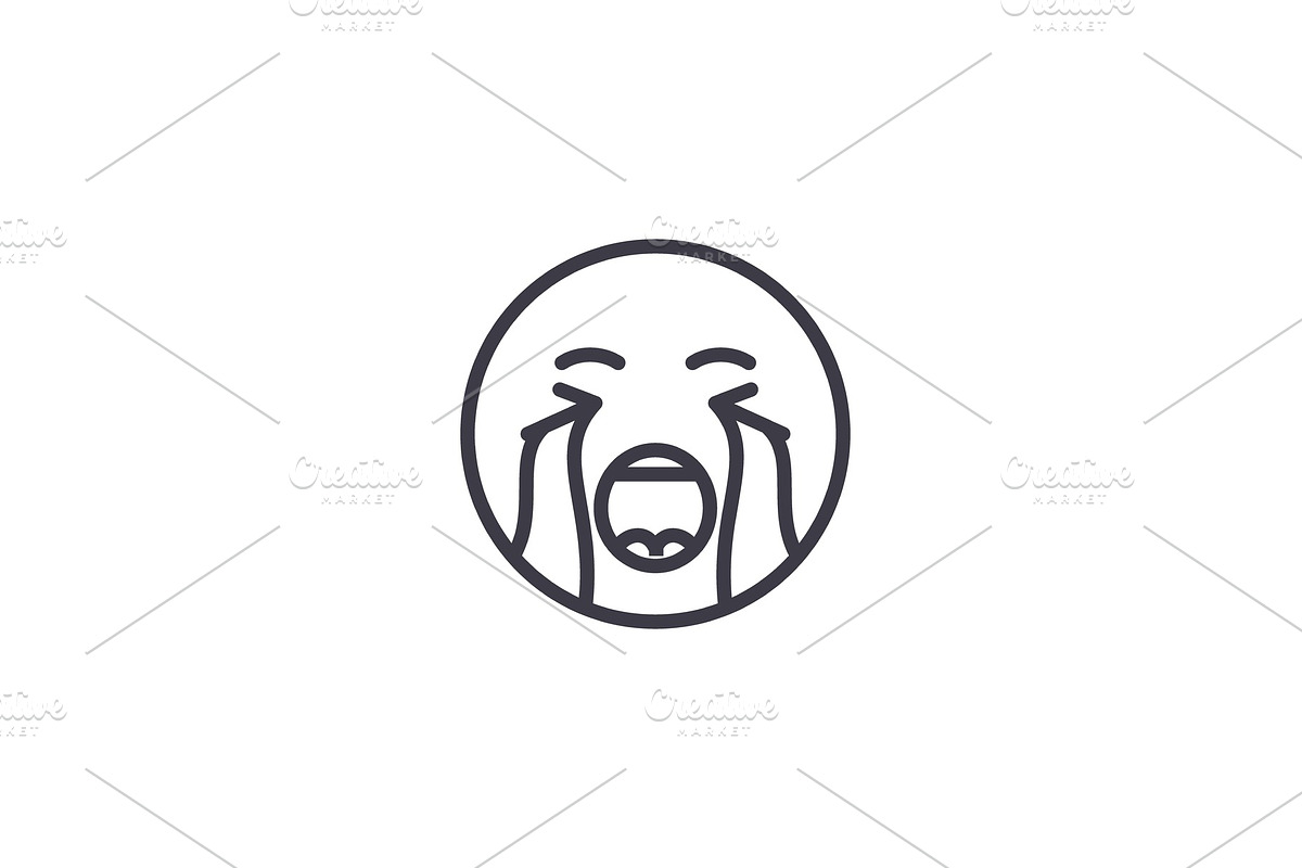 Crying Emoji concept line editable in Illustrations - product preview 8