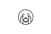 Crying Emoji concept line editable