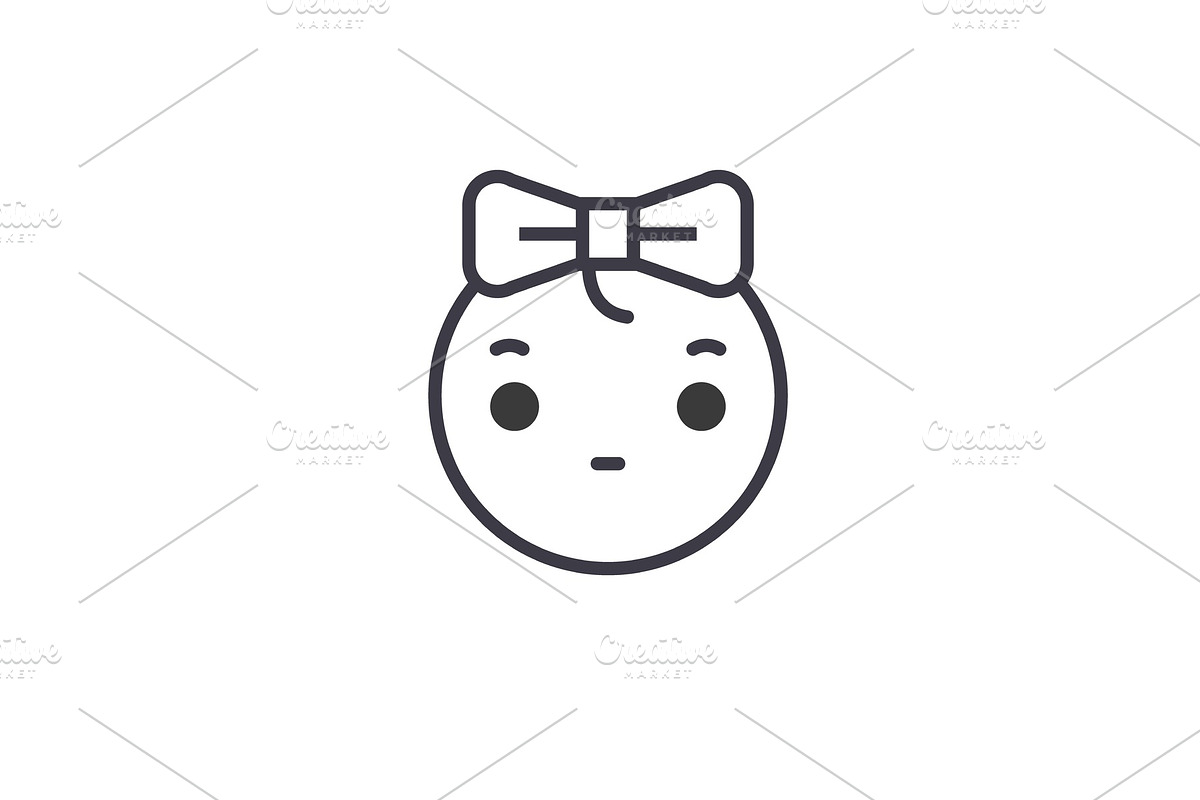 Cute Girly Emoji concept line in Illustrations - product preview 8