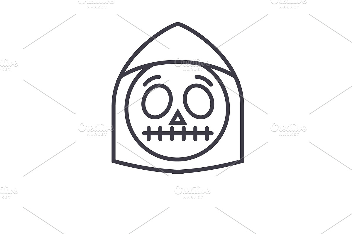 Death Emoji concept line editable in Illustrations - product preview 8