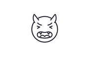 Devil Emoji concept line editable