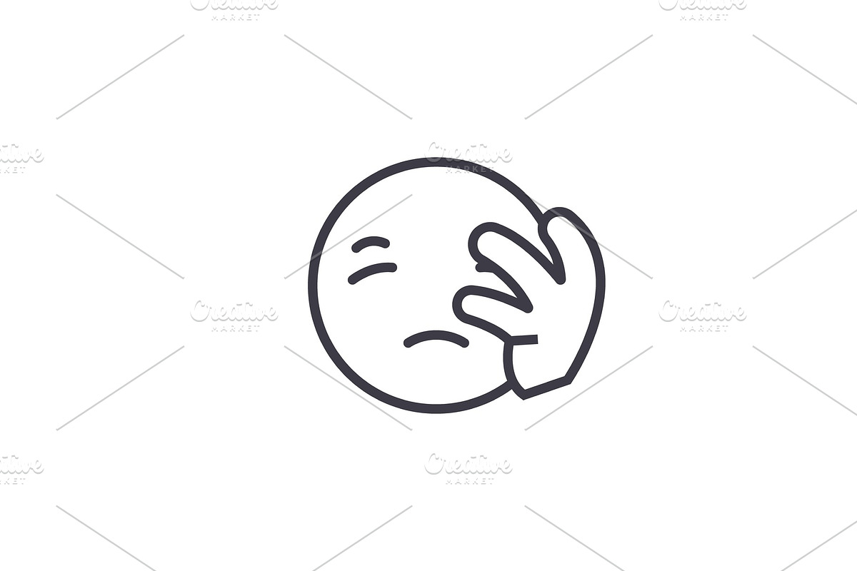 Disapointed Emoji concept line in Illustrations - product preview 8