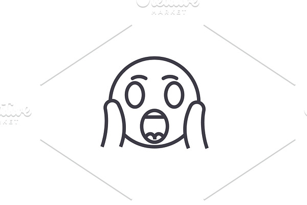 Face Screaming Emoji concept line