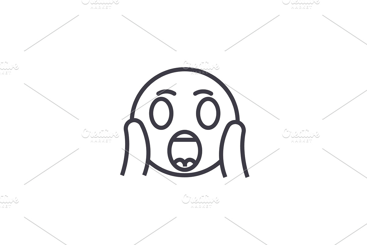 Face Screaming Emoji concept line in Illustrations - product preview 8