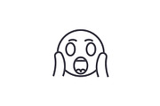 Face Screaming Emoji concept line