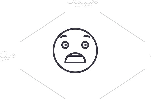 Fearful Emoji concept line editable