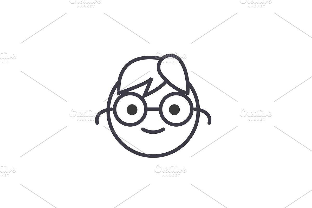 Geek Emoji concept line editable in Illustrations - product preview 8