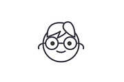Geek Emoji concept line editable