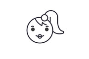 Girl Emoji concept line editable