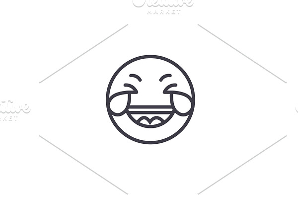 Grinning Emoji concept line editable