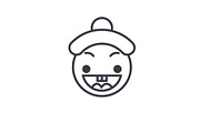 Happy Chinese Emoji concept line