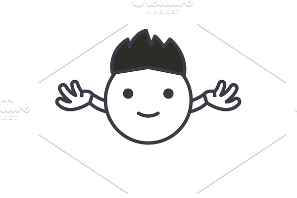 Hippy Emoji concept line editable