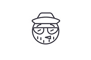 Hipster Emoji concept line editable