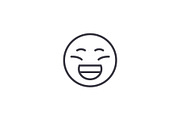 Laughing Emoji concept line editable