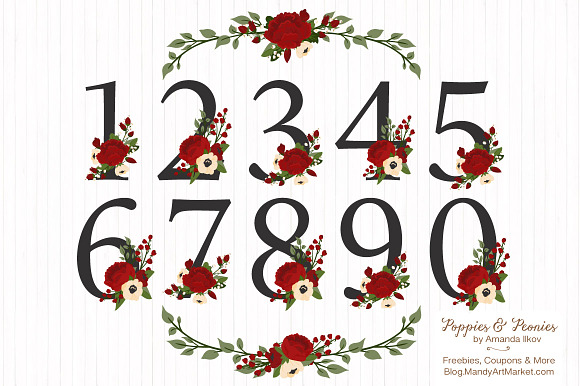 Christmas Floral Number Vectors in Illustrations - product preview 3