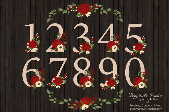 Christmas Floral Number Vectors in Illustrations - product preview 4