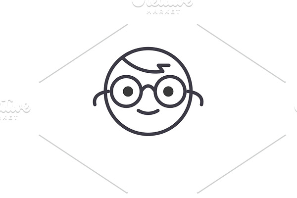 Nerdy Emoji concept line editable