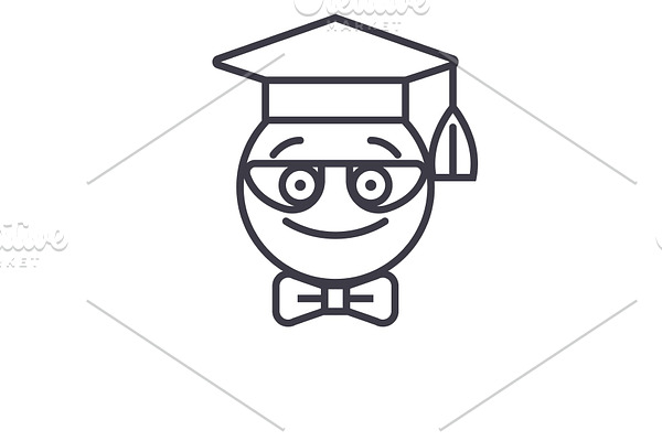 Nerdy Student Emoji concept line