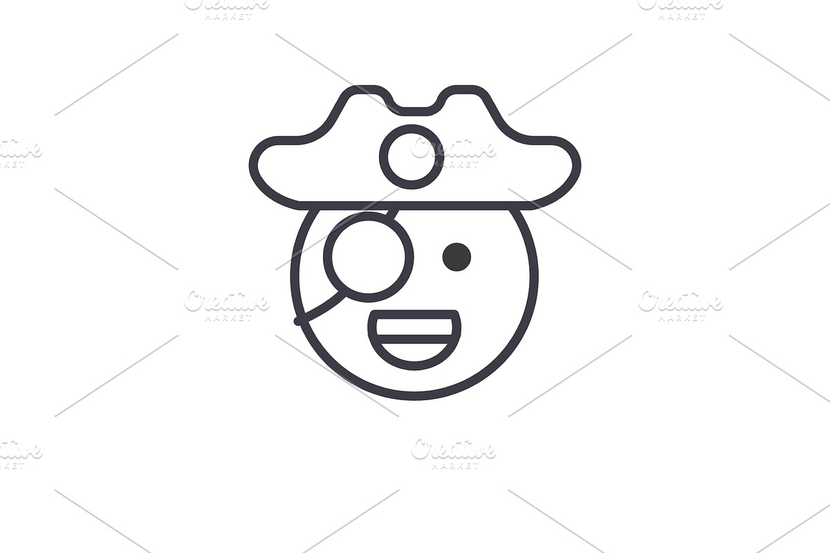 Pirate Emoji concept line editable in Objects - product preview 8