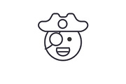 Pirate Emoji concept line editable