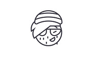 Rasta Emoji concept line editable